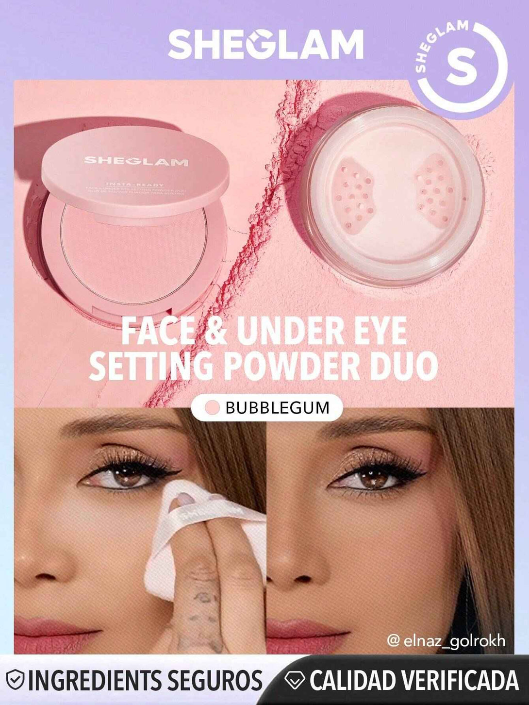 SHEGLAM Insta-Ready Face & Under Eye Setting Powder Duo-Taro Oil-Control Poreless Flawless Full Coverage Lightweight Pressed Powder Loose Setting Powder Smoother-Looking Setting Powder
