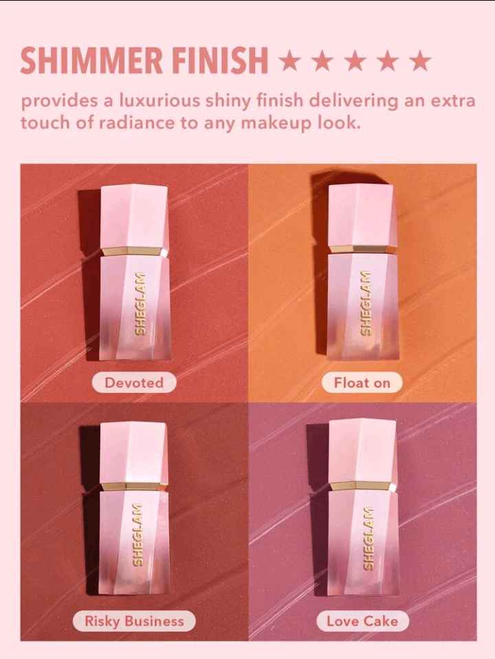 SHEGLAM Color Bloom Dayglow Liquid Blush Shimmer Finish Glowing Gel Cream Blush Long Lasting Non-Fading Highly Pigmented Lightweight Long Wear Smooth Blusher