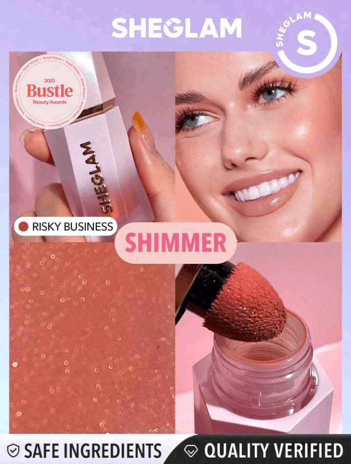 SHEGLAM Color Bloom Dayglow Liquid Blush Shimmer Finish Glowing Gel Cream Blush Long Lasting Non-Fading Highly Pigmented Lightweight Long Wear Smooth Blusher