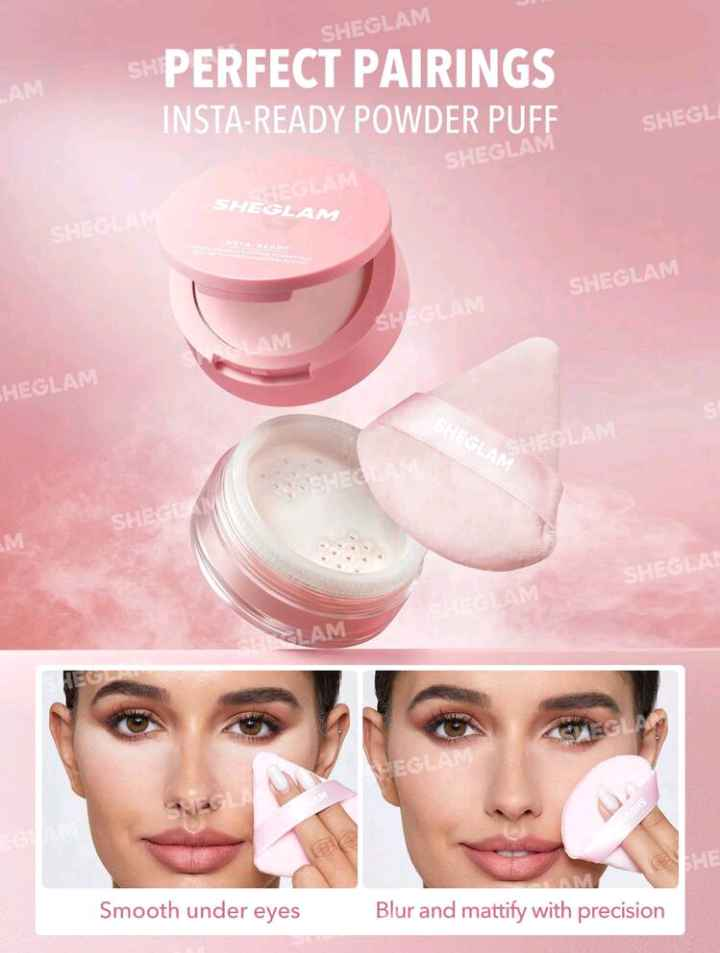 SHEGLAM Insta-Ready Face & Under Eye Setting Powder Duo-Taro Oil-Control Poreless Flawless Full Coverage Lightweight Pressed Powder Loose Setting Powder Smoother-Looking Setting Powder