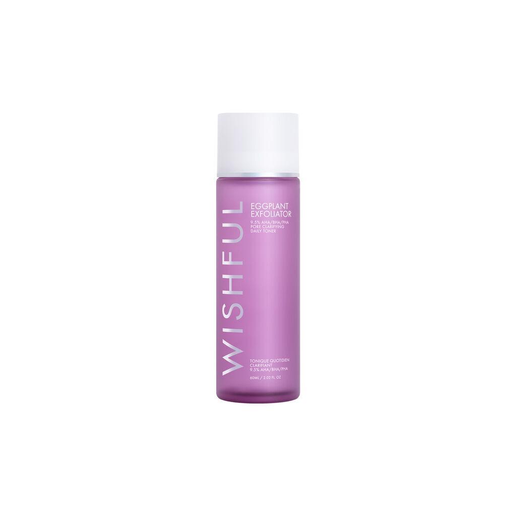 WISHFUL Eggplant Exfoliator: 9.5% AHA, BHA & PHA Pore Clarifying Daily Toner - Dazzlea