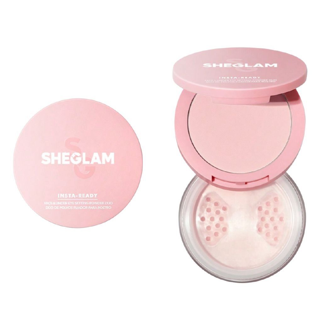 SHEGLAM Insta-Ready Face & Under Eye Setting Powder Duo-Taro Oil-Control Poreless Flawless Full Coverage Lightweight Pressed Powder Loose Setting Powder Smoother-Looking Setting Powder