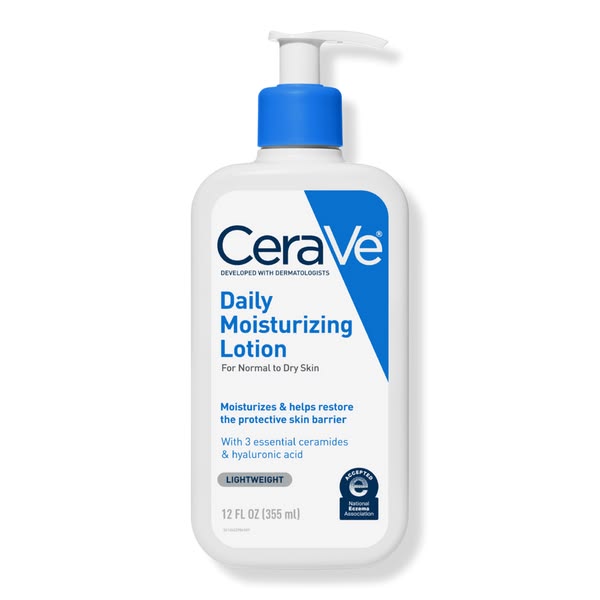 CeraVe Daily Moisturizing Lotion for Dry Skin, Body Lotion & Face Moisturizer with Hyaluronic Acid and Ceramides, Daily Moisturizer, Fragrance Free, Oil-Free, 12 Ounce 355ml