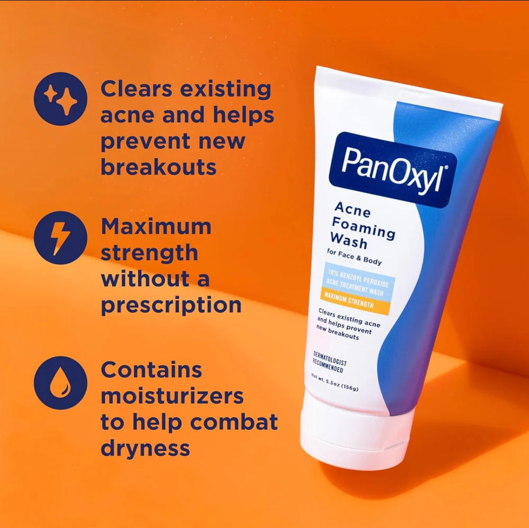 PanOxyl Acne Foaming Wash Benzoyl Peroxide 10% Maximum Strength (156g