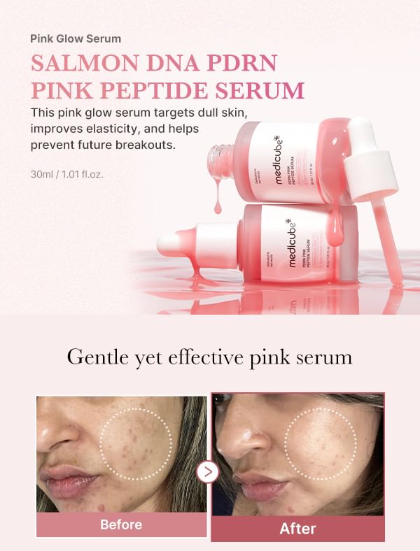 medicube PDRN Pink Peptide Serum, Pink glow serum, Peptide, Niacinamide, Hydrating & Moisturizing & Firming, Uneven Skin Tone, Korean Skincare | Rose PDRN (Vegan)