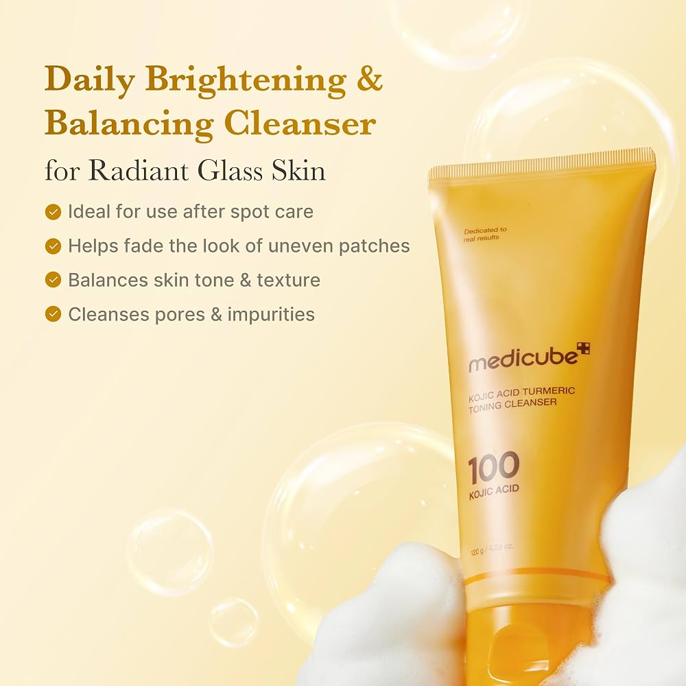 medicube Facial Cleanser Kojic Acid Turmeric Whip Cleanser for Brightening