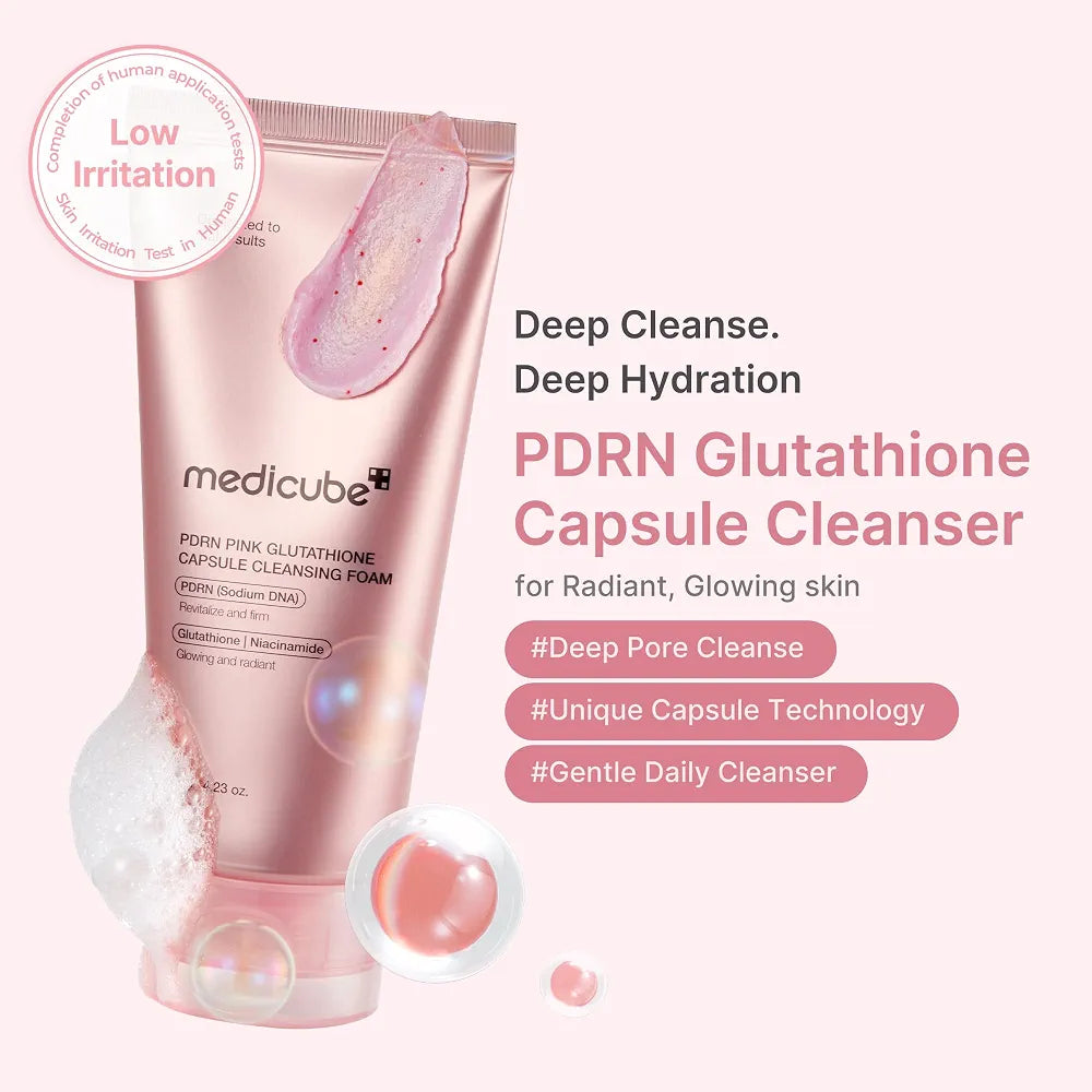 medicube  PDRN Pink Glutathione Capsule Cleansing Foam