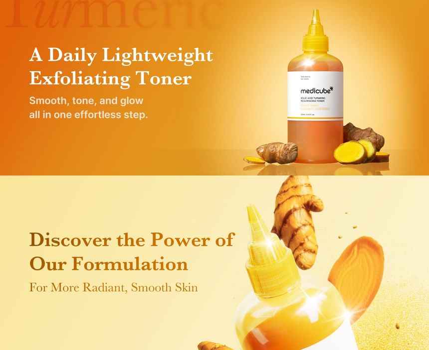 medicube Kojic Acid Turmeric Resurfacing Toner for Face & Body 250ml