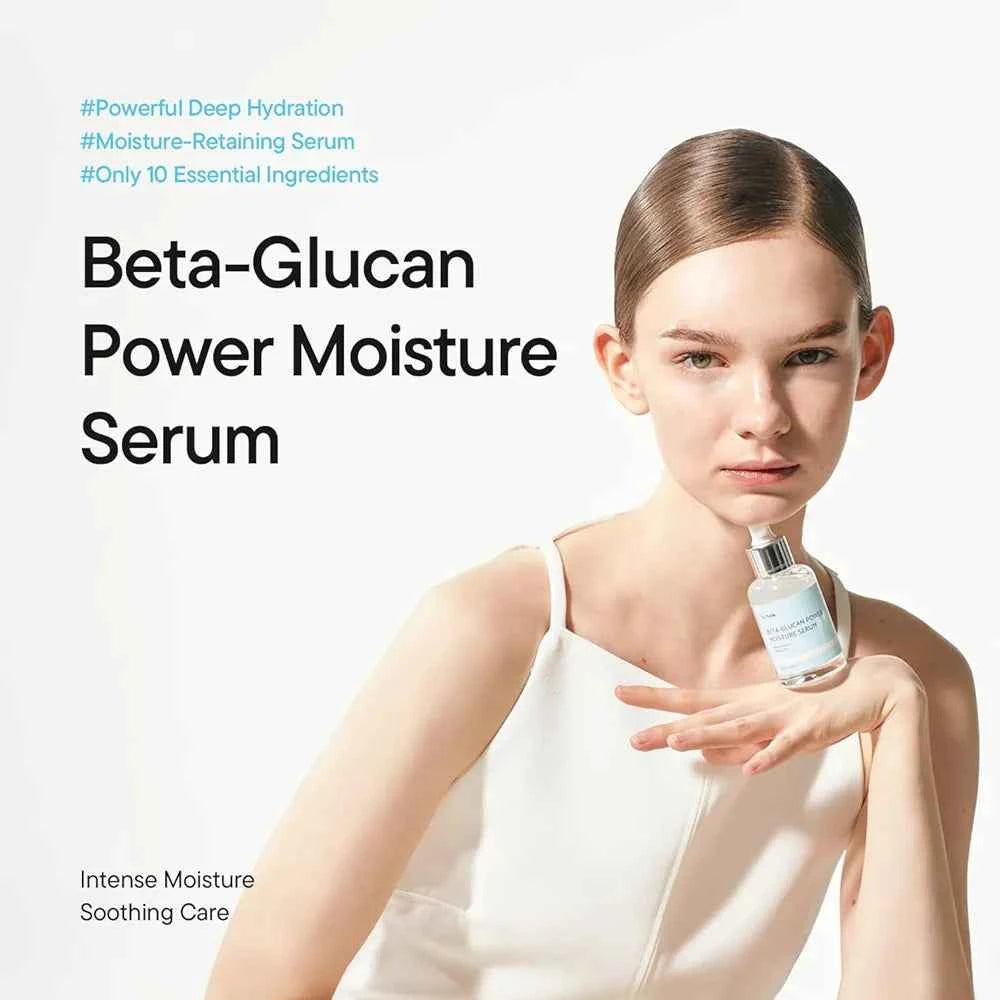 IUNIK Beta-Glucan Power Moisture Serum - Deep Hydration 1.69 fl oz.                          7 Types of Peptides, 20% More Deep Hydration, Vegan Repair Serum for Dry, Mature & Sensitive Skin, Korean Skincare