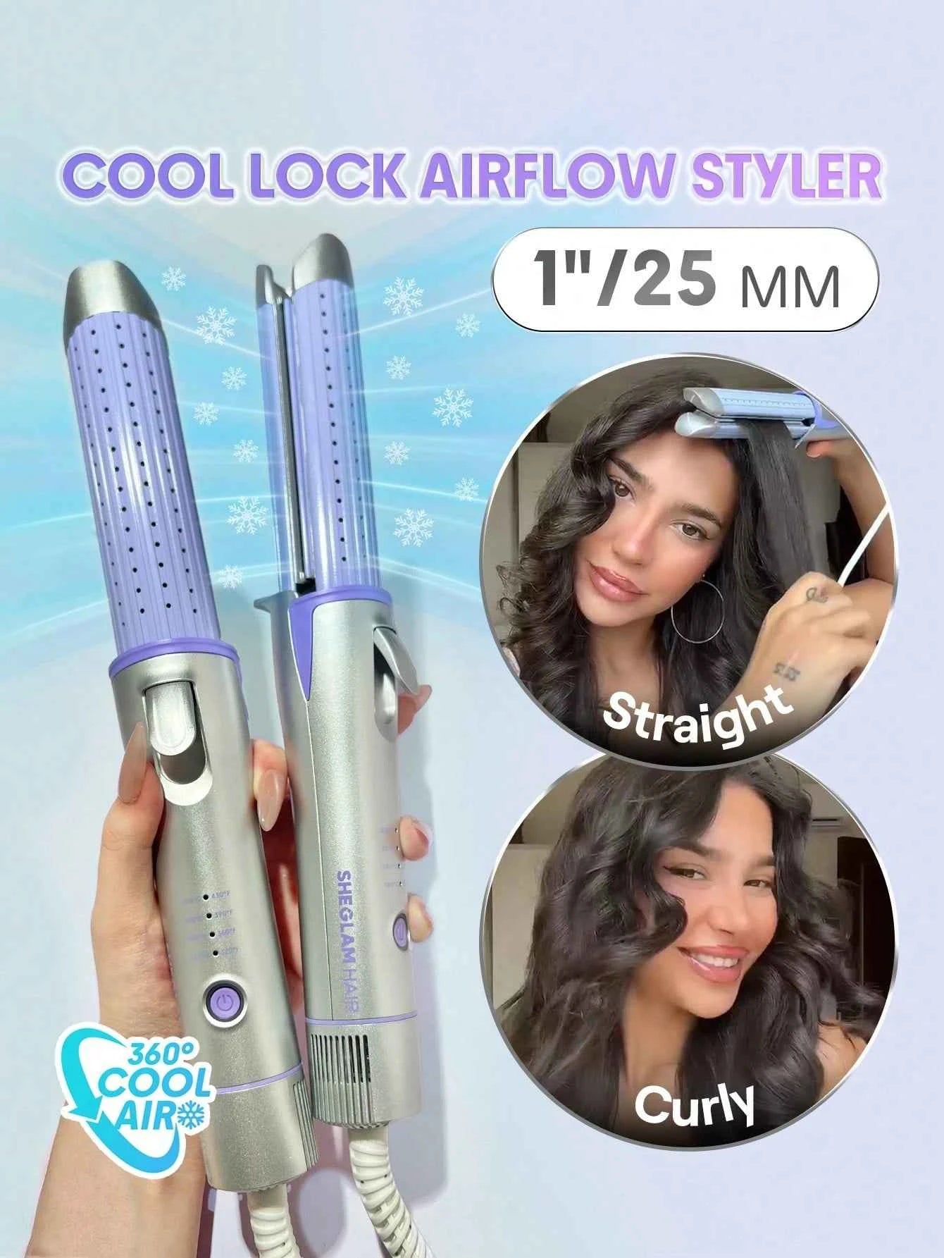 SHEGLAM HAIR Cool Lock Airflow Styler, 360° Airflow Styler Curling Iron,Hair Curler With Cooling Air Vents To Lock In Style (pre-order)
